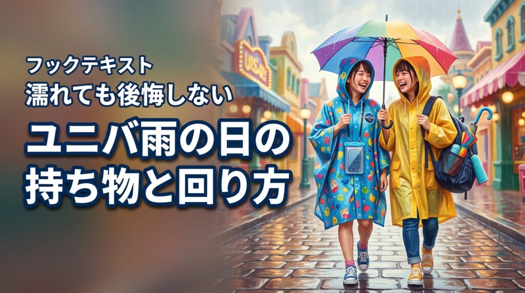 【ユニバ】雨の日の持ち物の正解はこれ！濡れても後悔しないエリア別の回り方