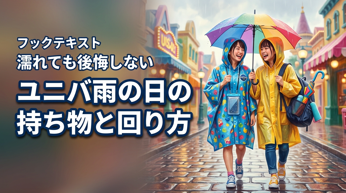 【ユニバ】雨の日の持ち物の正解はこれ！濡れても後悔しないエリア別の回り方