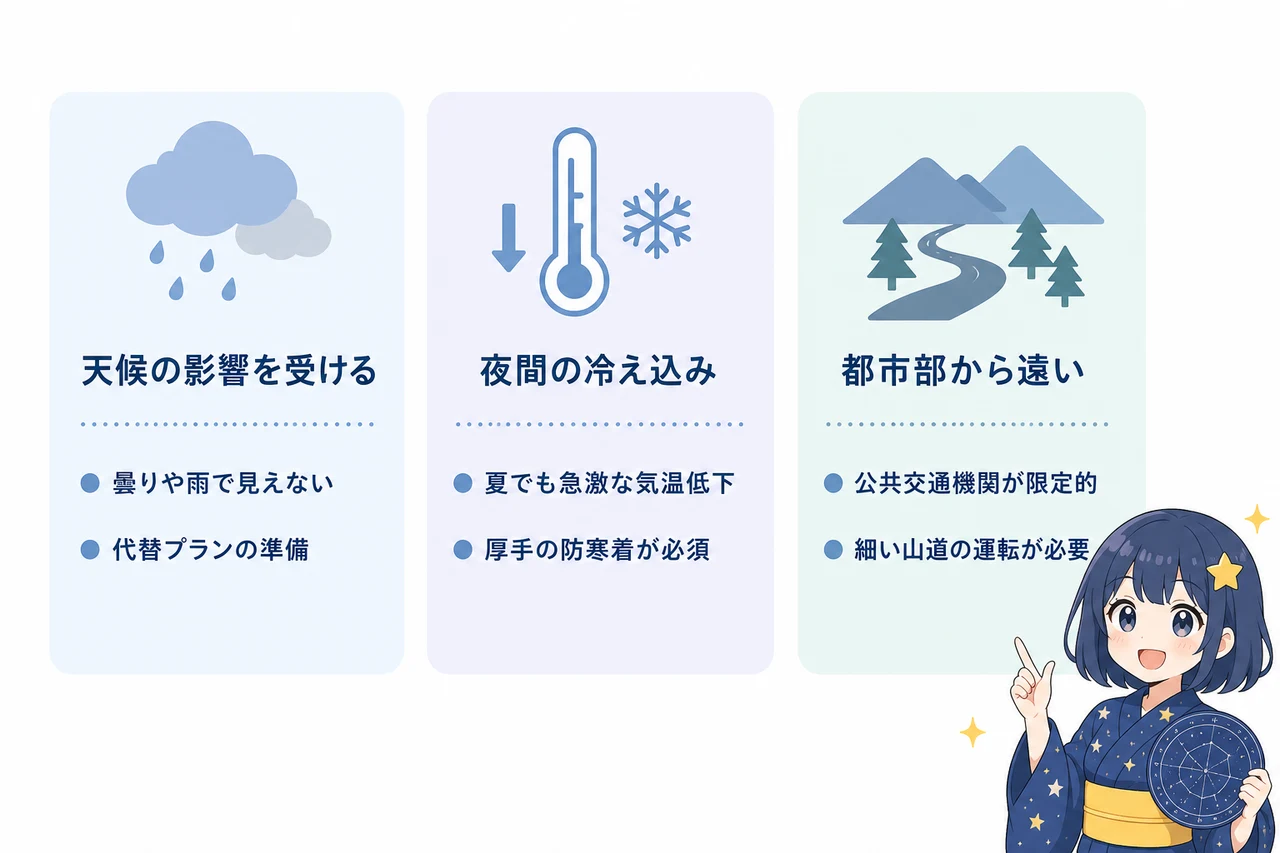 星空鑑賞で注意すべきデメリット3つ