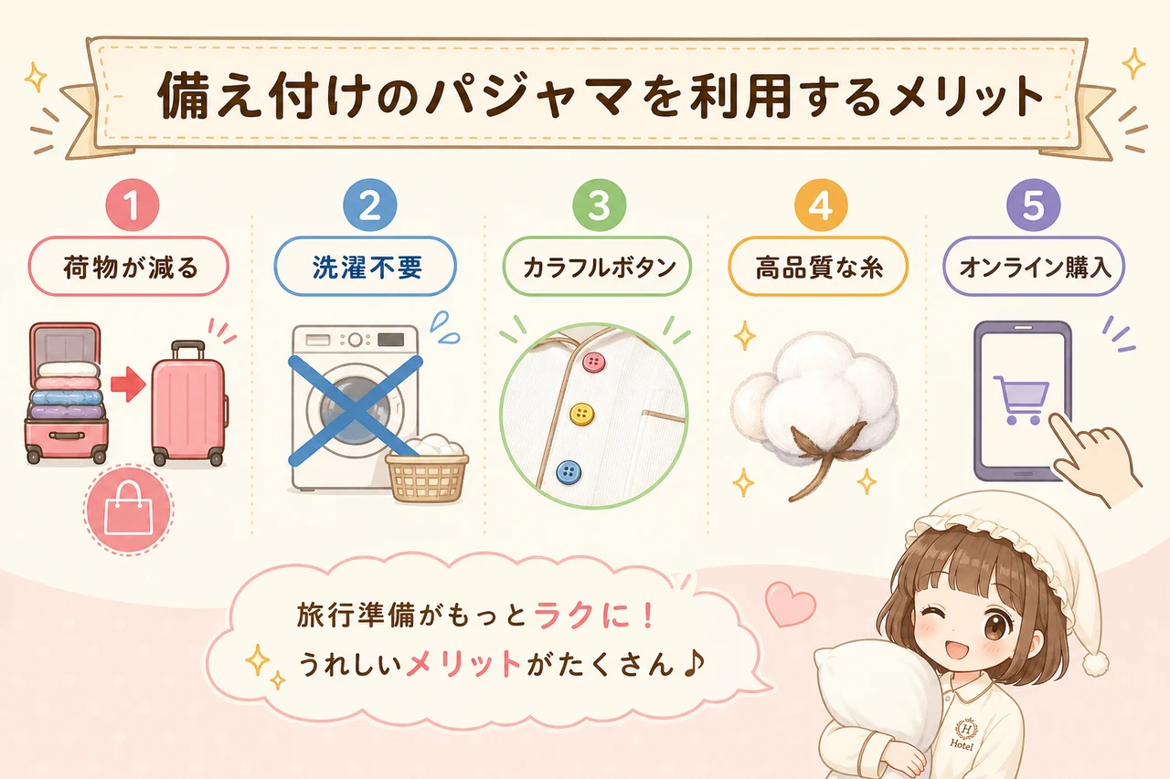備え付けのパジャマを利用するメリット