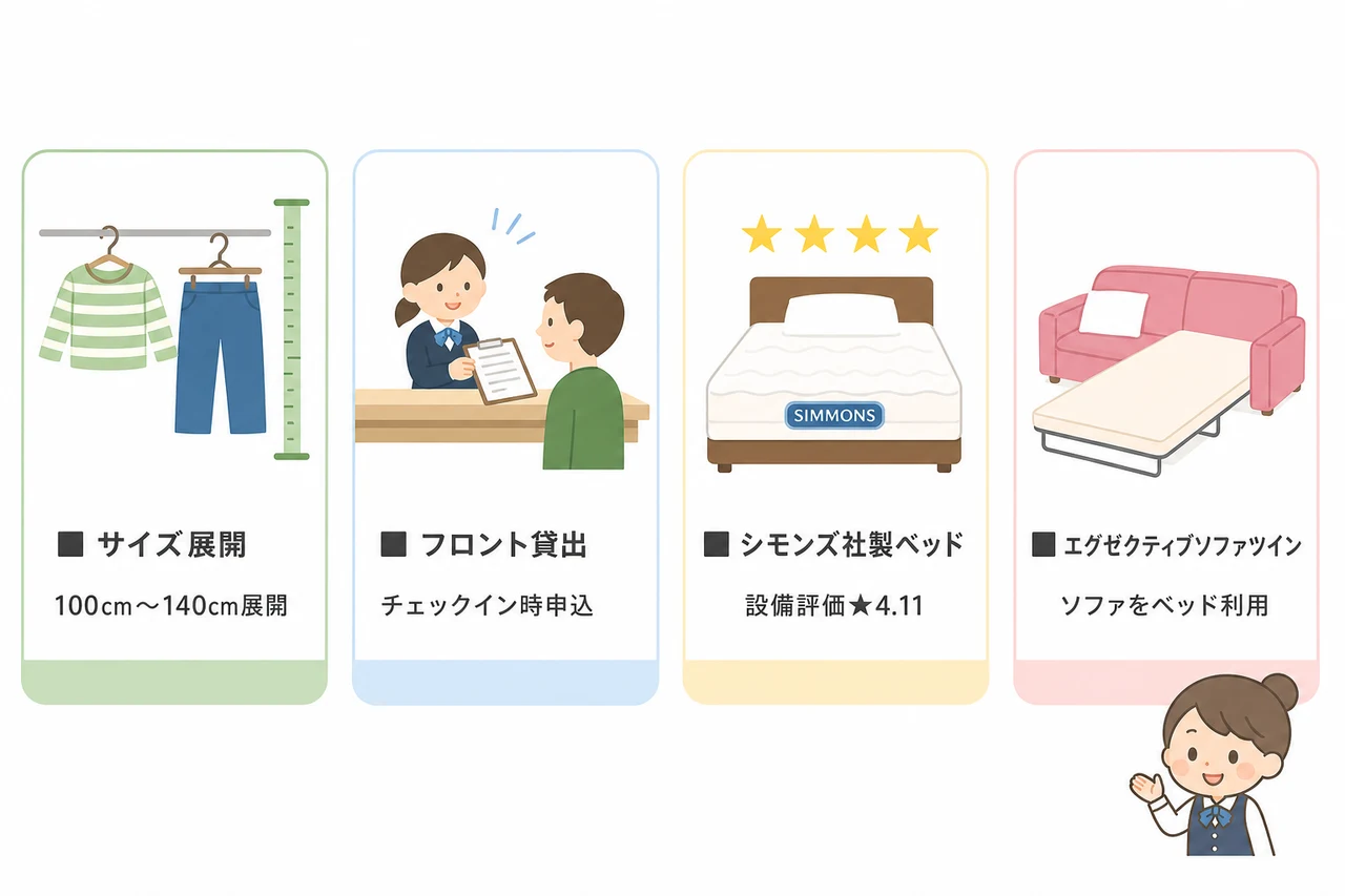 子供のパジャマと客室設備