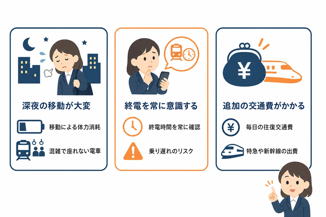 市外に宿をとるデメリット3つ
