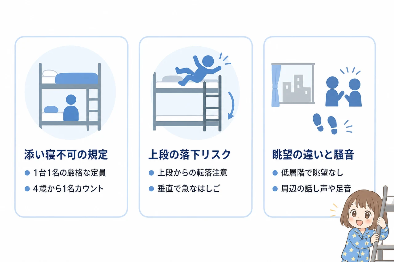 予約前に知っておきたい二段ベッドルームのデメリット