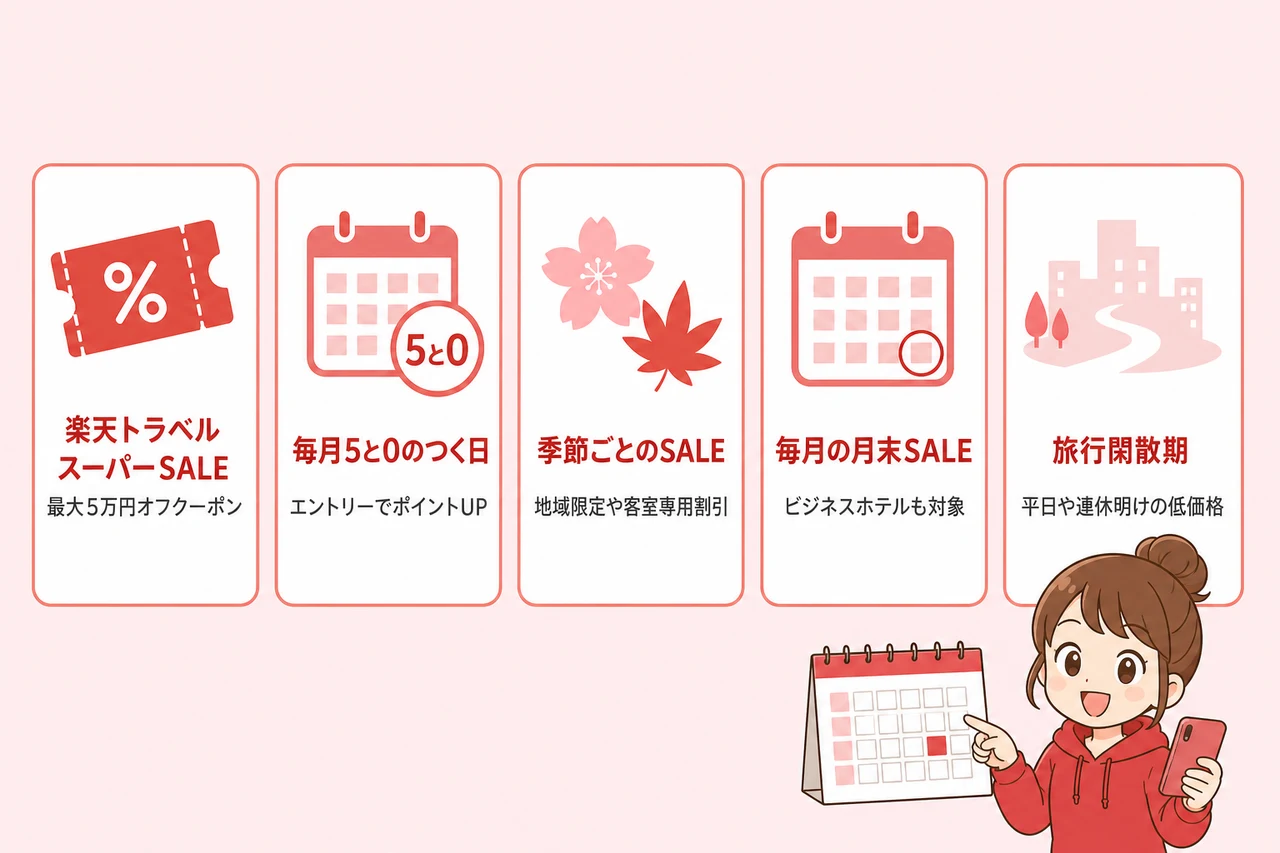 楽天トラベルで安くなる5つのお得なタイミング