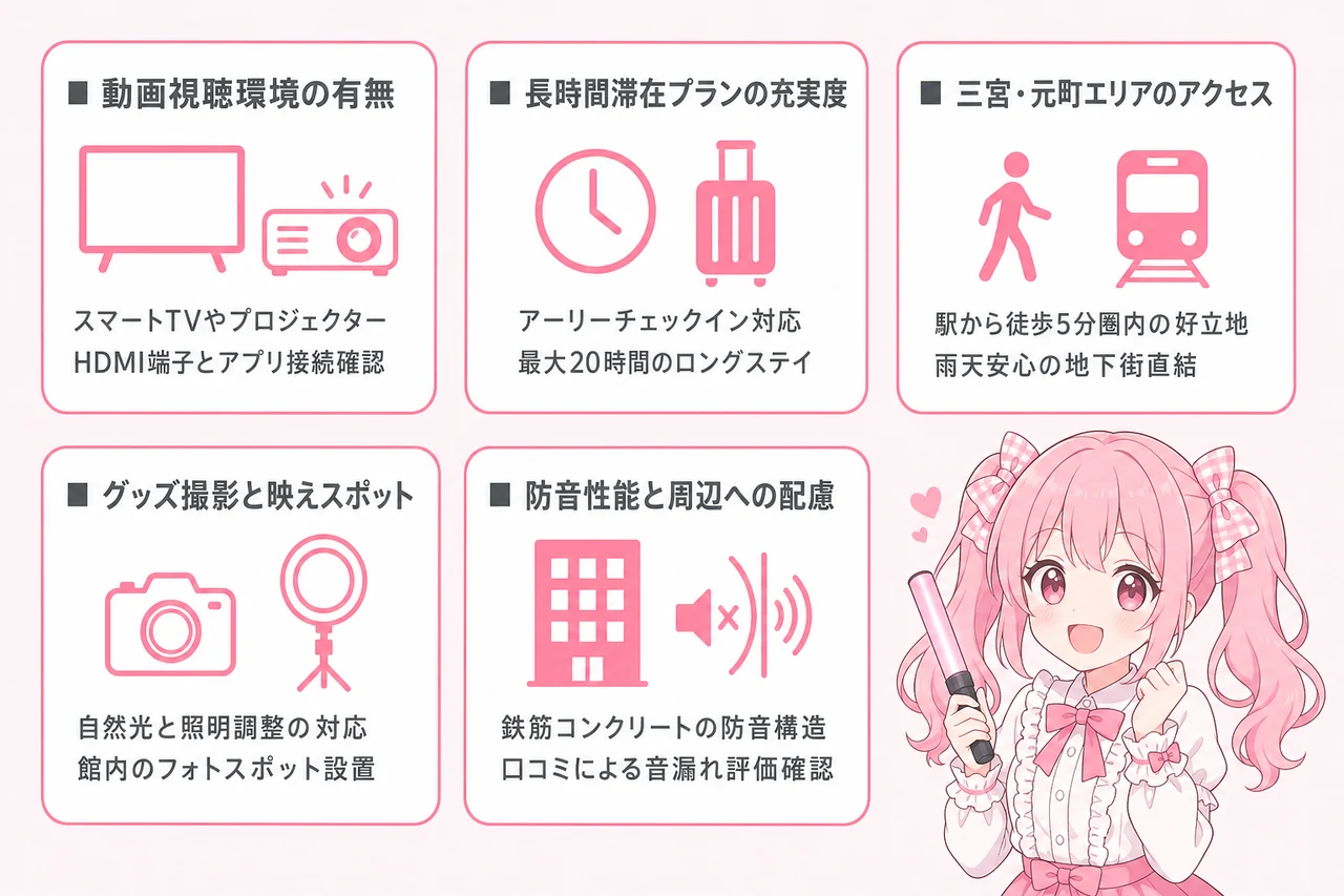 推し活ホテルを選ぶ5つのチェックポイント