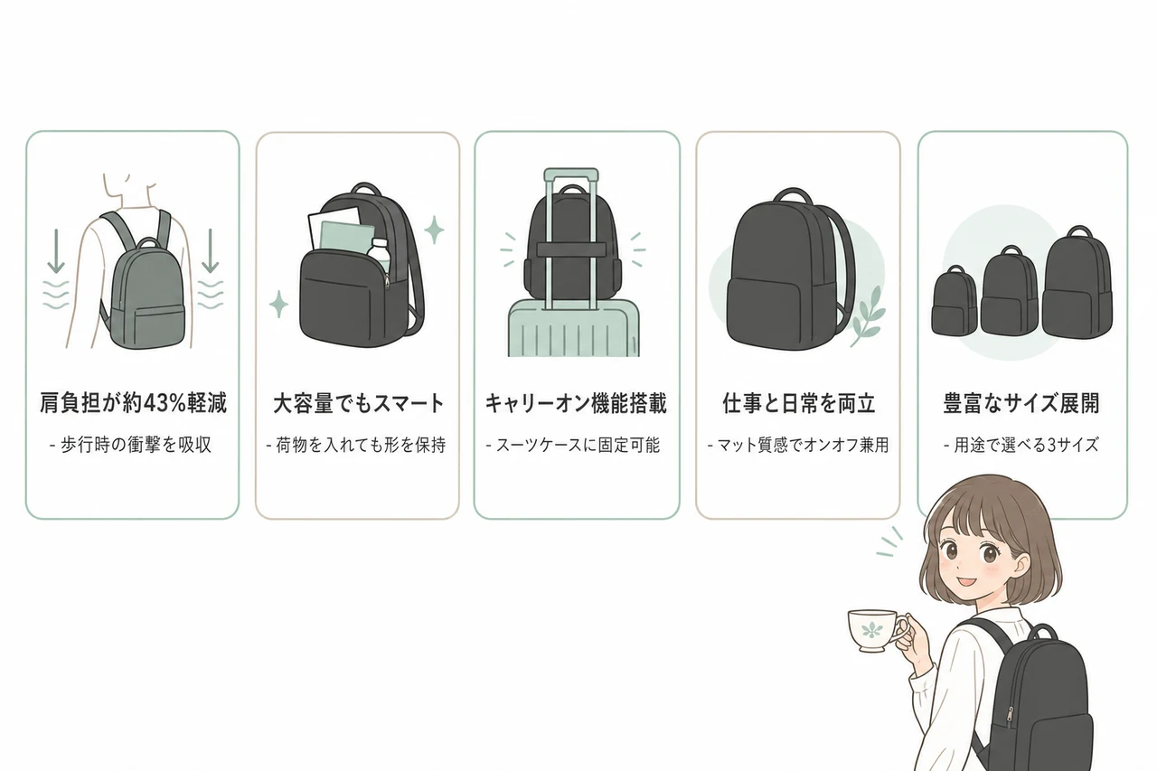 アフタヌーンティー無重力リュックの5つのメリット