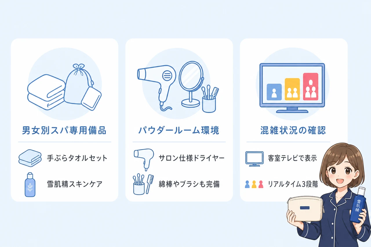 リバーサイドスパで手ぶら癒しを叶える備品