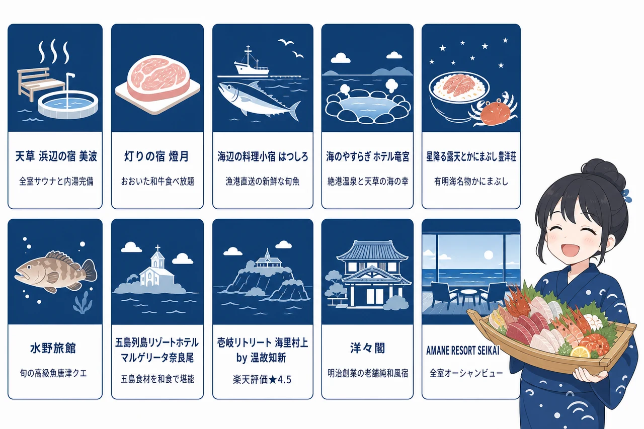 九州で魚が美味しいと評判の宿おすすめ10選