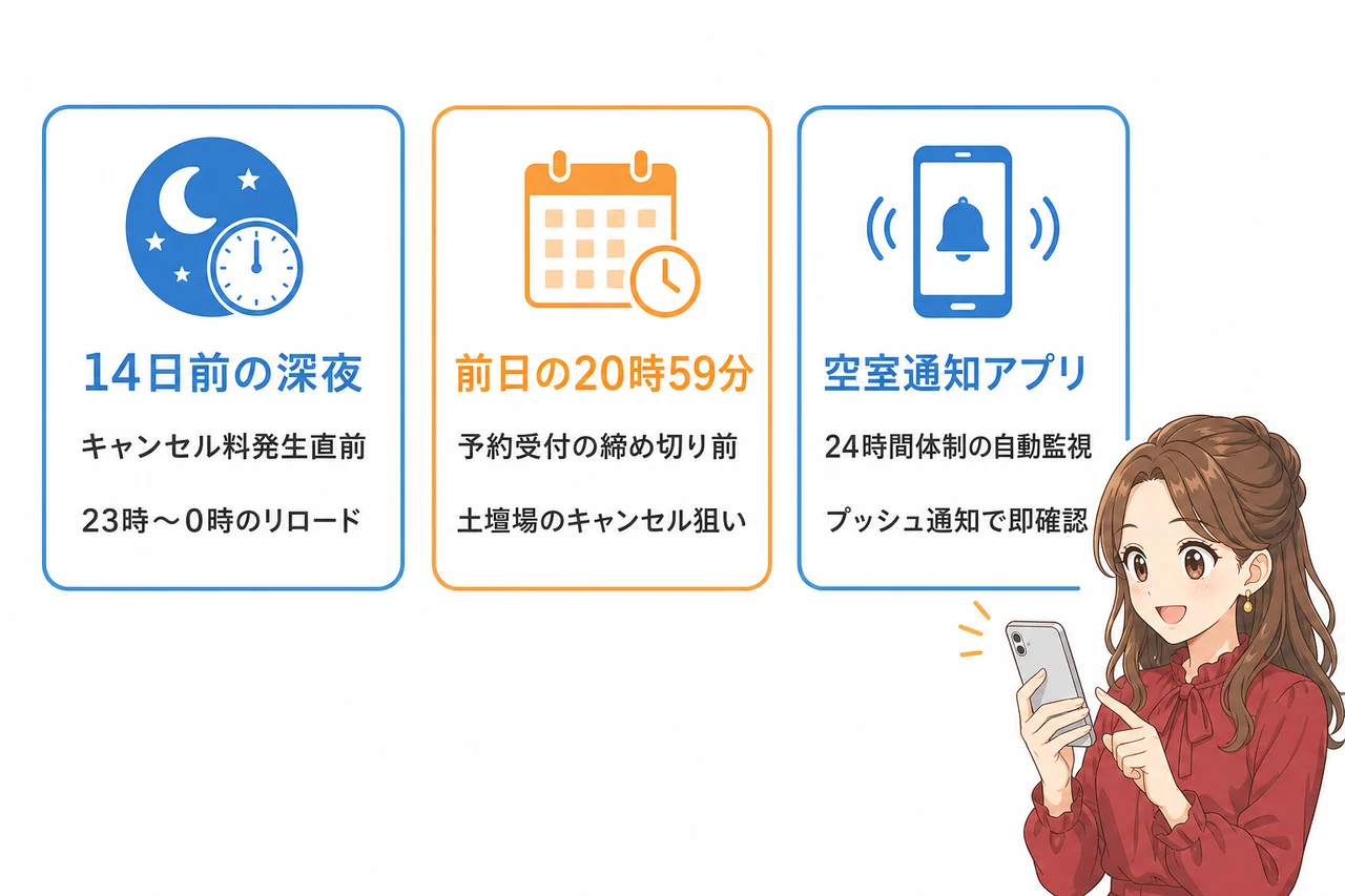予約開始日に取れなかった場合のキャンセル拾い3つのコツ